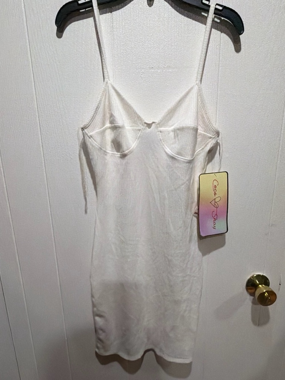 White Ribbed Slip Dress